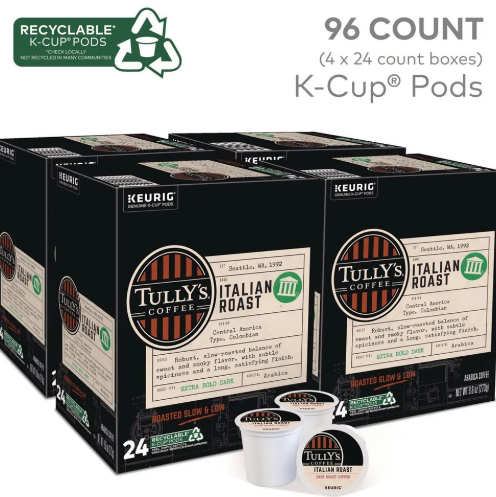 Tully's Coffee 5000330029 Coffee K-Cups - Italian Roast (96/Carton)