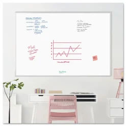U Brands 72 in. x 48 in. (Actual Size: 70 in. x 47 in.) Melamine Dry Erase Board - White Surface, Satin Aluminum Frame