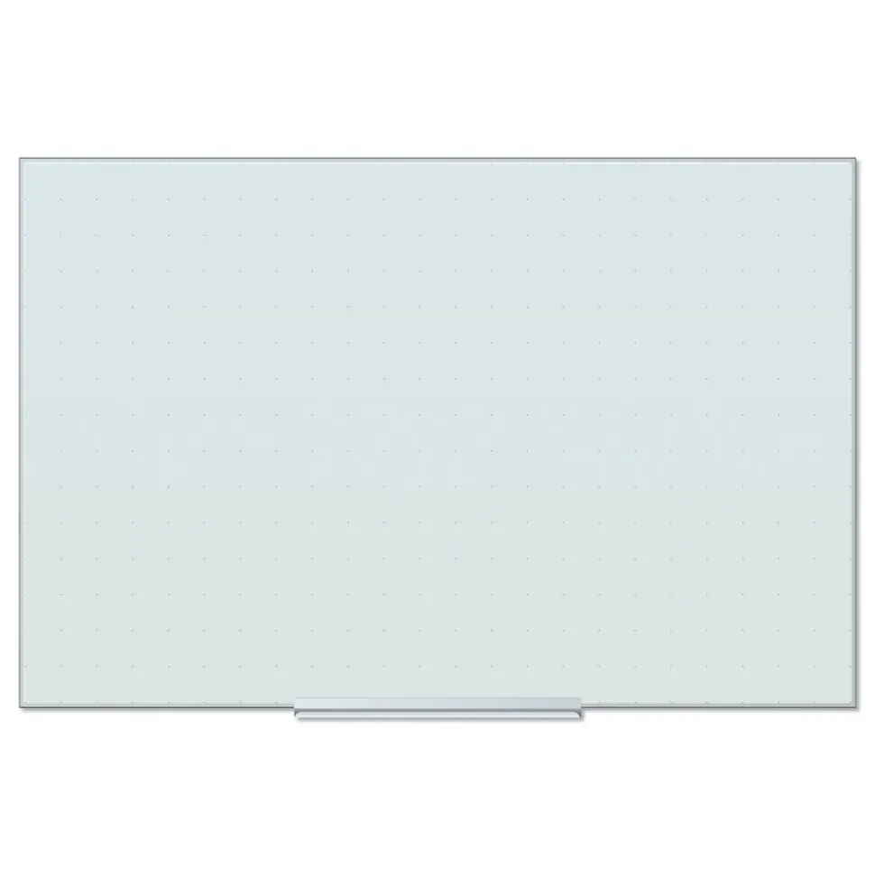 U Brands 35 in. x 23 in. Floating Glass Ghost Grid Dry Erase Board - White