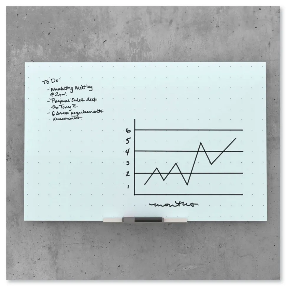 U Brands 35 in. x 23 in. Floating Glass Ghost Grid Dry Erase Board - White