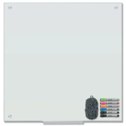 U Brands 35 in. x 35 in. Magnetic Glass Dry Erase Board Value Pack - Frosted White