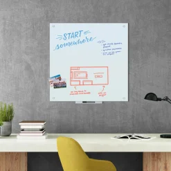 U Brands 35 in. x 35 in. Magnetic Glass Dry Erase Board Value Pack - Frosted White