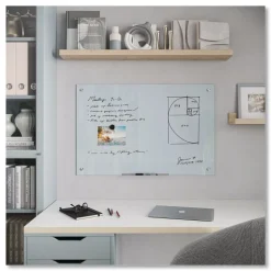 U Brands 35 in. x 23 in. Magnetic Glass Dry Erase Board Value Pack - Frosted White