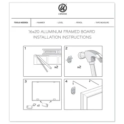 U Brands 20 in. x 16 in. Magnetic Dry Erase Board - White Surface, Silver Aluminum Frame