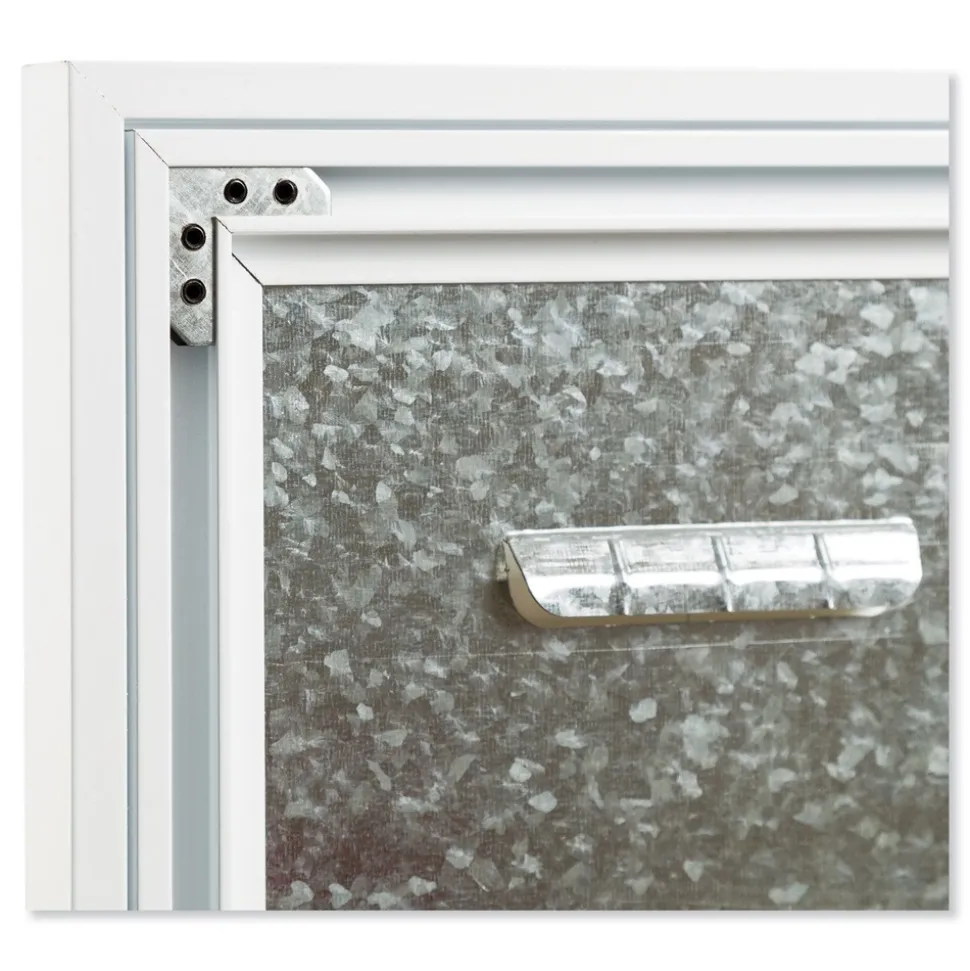 U Brands 35 in. x 23 in. Monthly View 3-N-1 Magnetic Glass Dry Erase Combo Board - White Aluminum