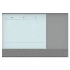 U Brands 23 in. x 17 in. Monthly View 3-N-1 Magnetic Glass Dry Erase Combo Board - White Aluminum