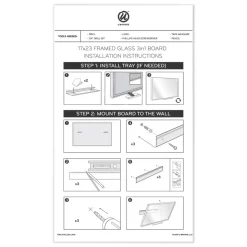 U Brands 23 in. x 17 in. Monthly View 3-N-1 Magnetic Glass Dry Erase Combo Board - White Aluminum