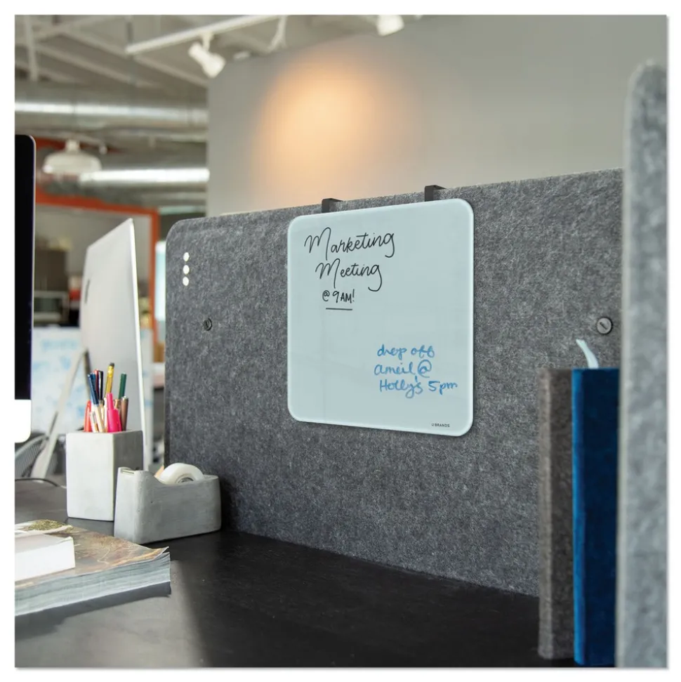 U Brands 12 x 12 Cubicle Glass Dry Erase Board - White Surface