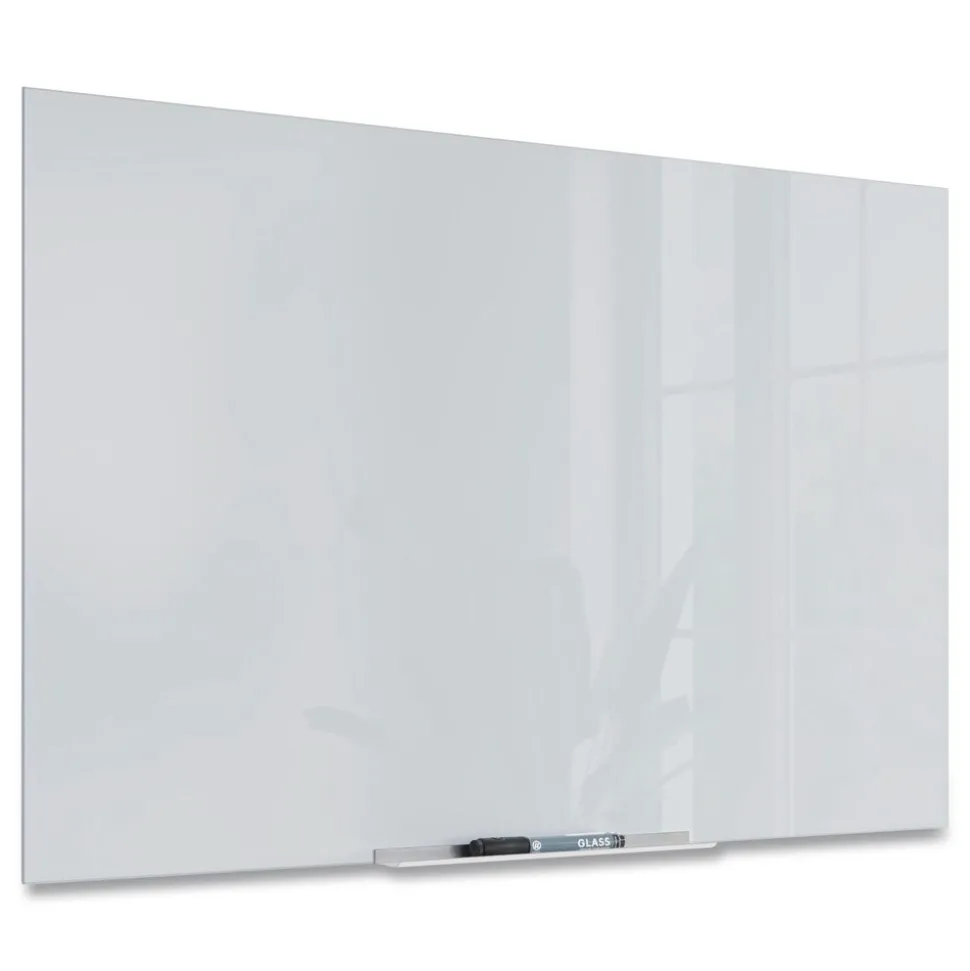 U Brands 35 x 23 Floating Glass Dry Erase Board - White