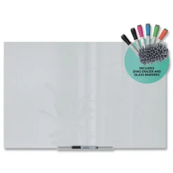 U Brands 35 x 23 Floating Glass Dry Erase Board - White