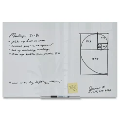 U Brands 35 x 23 Floating Glass Dry Erase Board - White