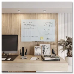 U Brands 35 x 23 Floating Glass Dry Erase Board - White