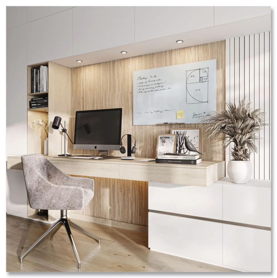 U Brands 35 x 23 Floating Glass Dry Erase Board - White