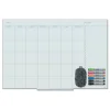 U Brands 35 x 23 Floating Glass Dry Erase Undated One Month Calendar - White