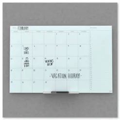 U Brands 35 x 23 Floating Glass Dry Erase Undated One Month Calendar - White
