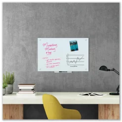 U Brands 35 x 23 Glass Dry Erase Board - White Surface