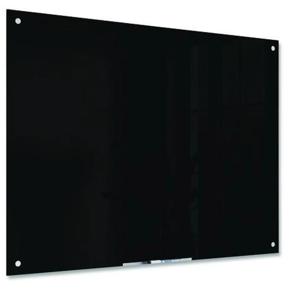 U Brands 47 x 35 Glass Dry Erase Board - Black Surface