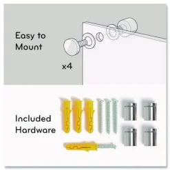 U Brands 47 x 35 Glass Dry Erase Board - Black Surface