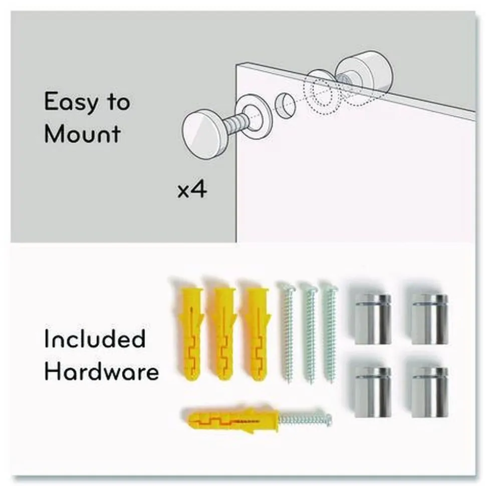 U Brands 47 x 35 Glass Dry Erase Board - Black Surface