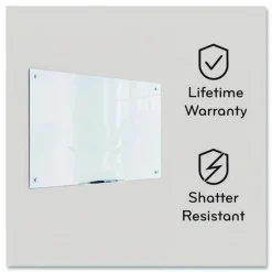 U Brands 47 x 35 Glass Dry Erase Board - Black Surface