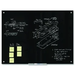 U Brands 47 x 35 Glass Dry Erase Board - Black Surface
