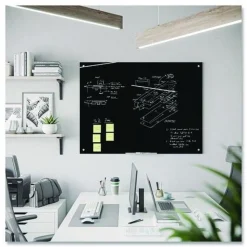 U Brands 47 x 35 Glass Dry Erase Board - Black Surface