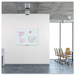 U Brands 47 x 35 Glass Dry Erase Board - White Surface