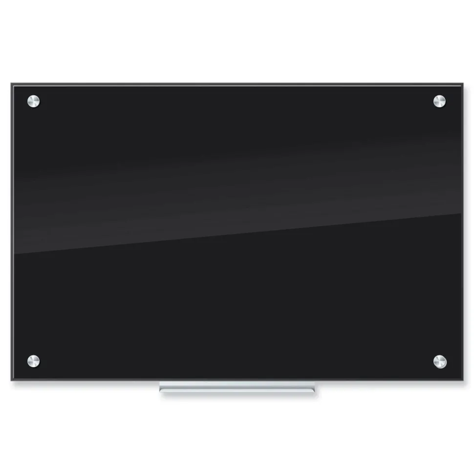 U Brands 35 x 23 Glass Dry Erase Board - Black Surface