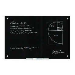 U Brands 35 x 23 Glass Dry Erase Board - Black Surface