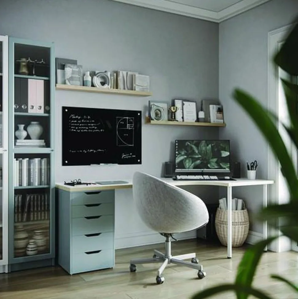 U Brands 35 x 23 Glass Dry Erase Board - Black Surface