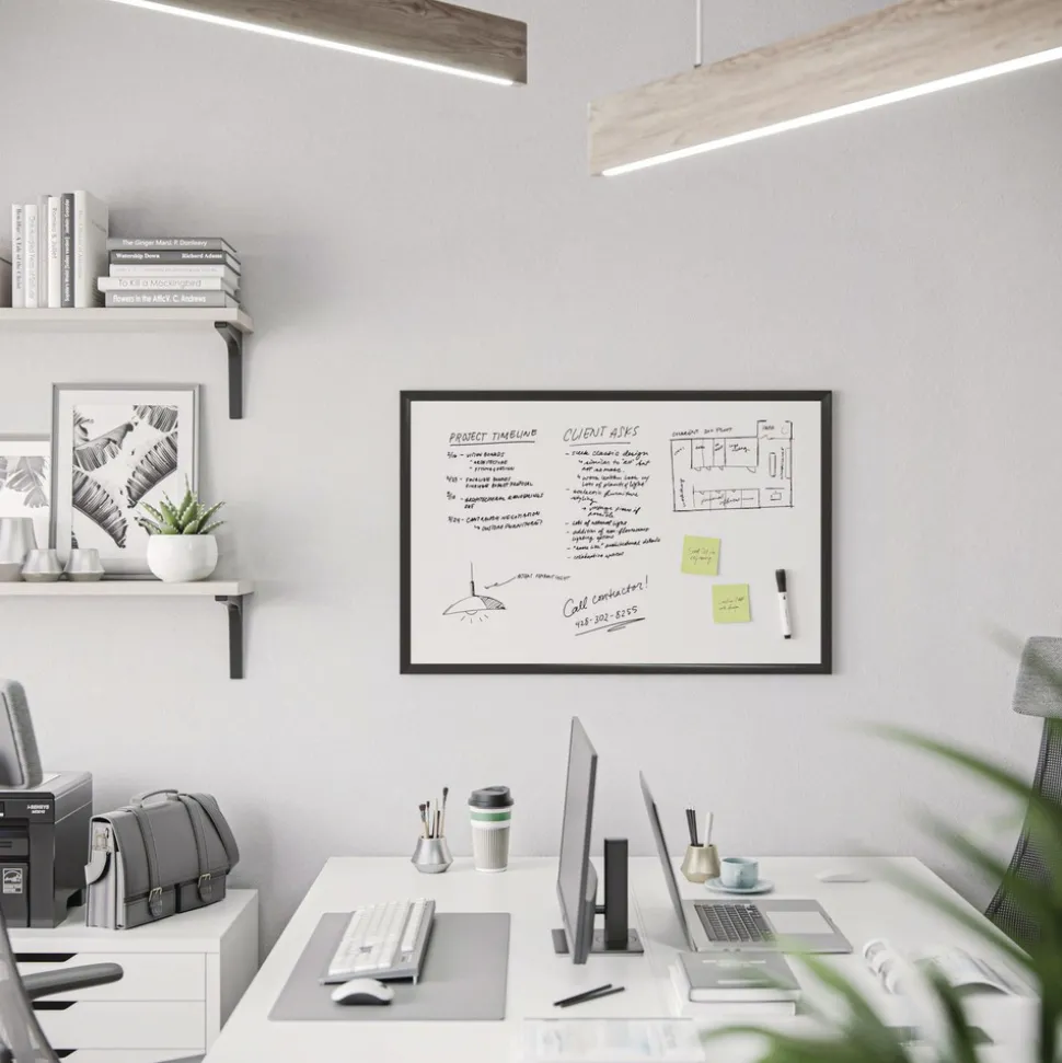 U Brands 35 x 23 Magnetic Dry Erase Board with Wood Frame - White Surface/Black Frame