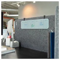 U Brands 20 x 5.5 Undated One-Week Cubicle Glass Dry Erase Board - White Surface