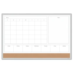 U Brands 4N1 35 x 23 Magnetic Dry Erase Combo Board - Tan/White Surface/Silver Aluminum Frame