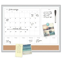 U Brands 4N1 35 x 23 Magnetic Dry Erase Combo Board - Tan/White Surface/Silver Aluminum Frame