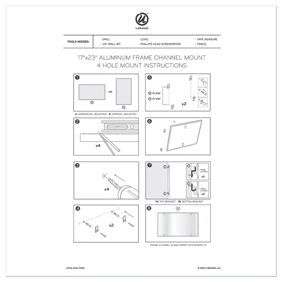 U Brands 4N1 35 x 23 Magnetic Dry Erase Combo Board - Tan/White Surface/Silver Aluminum Frame