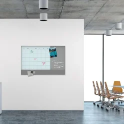 U Brands 3N1 48 x 36 Magnetic Glass Dry Erase Combo Board - Gray/White Surface/White Frame