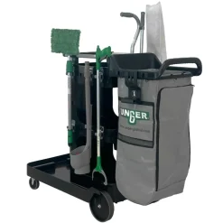 Unger ZoneCleanRx 23.5 in. x 25 in. x 25 in. 3 Shelves Plastic Janitorial Carts - Black