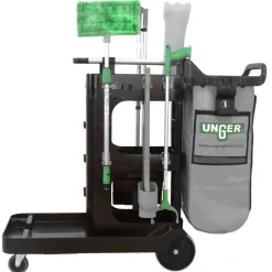 Unger ZoneCleanRx 23.5 in. x 25 in. x 25 in. 3 Shelves Plastic Janitorial Carts - Black