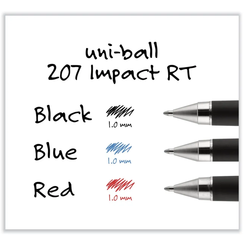 uni-ball 207 Impact Bold 1 mm Retractable Gel Pen - Black Ink/Black Barrel