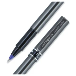uni-ball Deluxe Extra-Fine 0.5 mm Rollerball Pen - Blue Ink/Metallic Gray/Black/Blue Barrel (1-Dozen)