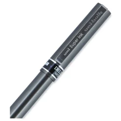 uni-ball Deluxe Extra-Fine 0.5 mm Rollerball Pen - Blue Ink/Metallic Gray/Black/Blue Barrel (1-Dozen)