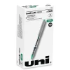 uni-ball Fine 0.7 mm VISION Stick Roller Ball Pen - Green Ink, Silver/Green/Clear Barrel (1-Dozen)