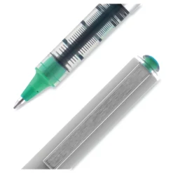 uni-ball Fine 0.7 mm VISION Stick Roller Ball Pen - Green Ink, Silver/Green/Clear Barrel (1-Dozen)