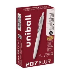 uni-ball Medium 0.7 mm 207 Plusplus Retractable Gel Pen - Black Ink, White Barrel (1-Dozen)