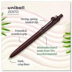 uni-ball Medium 0.7 mm Zento Retractable Gel Pen - Black Ink, Assorted Barrel Colors (1-Dozen)