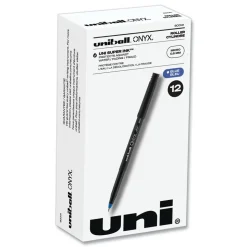 uni-ball ONYX Extra-Fine 0.5 mm Roller Ball Pen - Black/Blue Barrel (1-Dozen)
