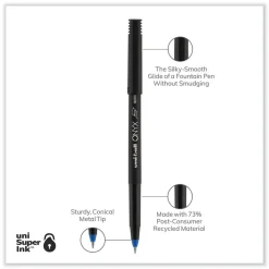 uni-ball ONYX Extra-Fine 0.5 mm Roller Ball Pen - Black/Blue Barrel (1-Dozen)