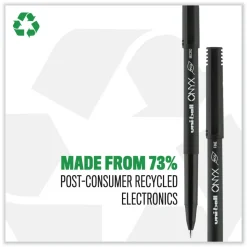 uni-ball ONYX Extra-Fine 0.5 mm Roller Ball Pen - Black/Blue Barrel (1-Dozen)