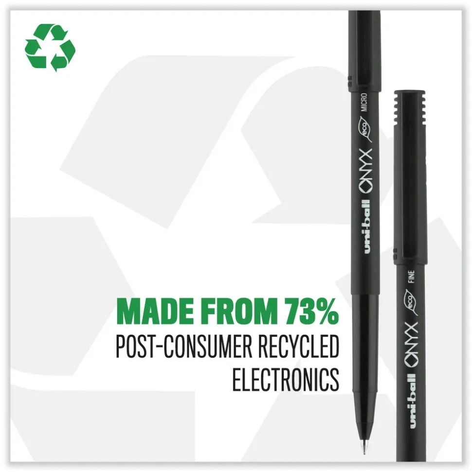 uni-ball ONYX Extra-Fine 0.5 mm Roller Ball Pen - Black/Blue Barrel (1-Dozen)