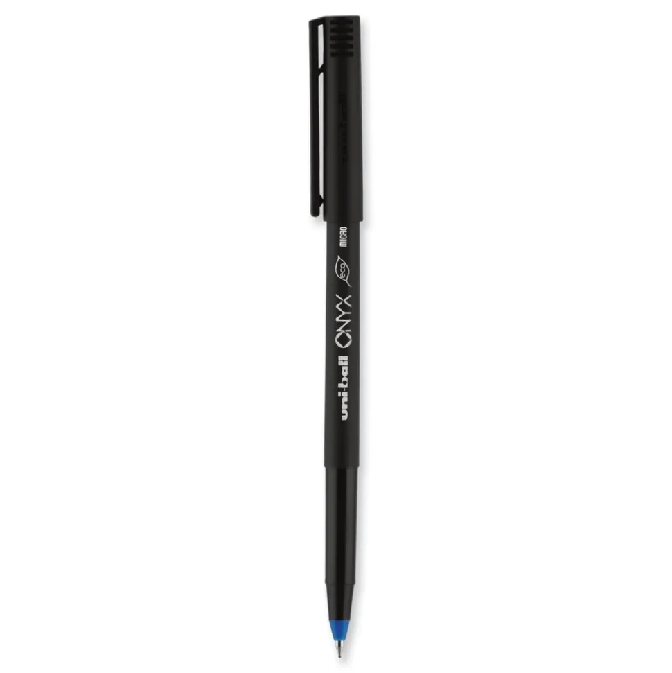 uni-ball ONYX Extra-Fine 0.5 mm Roller Ball Pen - Black/Blue Barrel (1-Dozen)